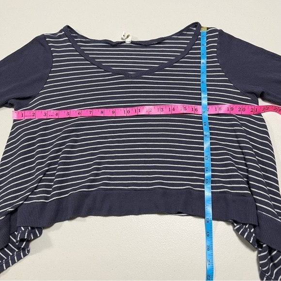 Anthropologie Lazy Days by Papercrane Waffle Knit Stripe Oversized - Picture 7 of 8